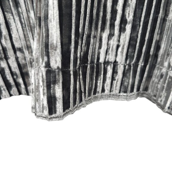 Shiny Pleated Dress Regency Core Party Glam Velvet Gray Origami by Vivien M - Picture 8 of 16